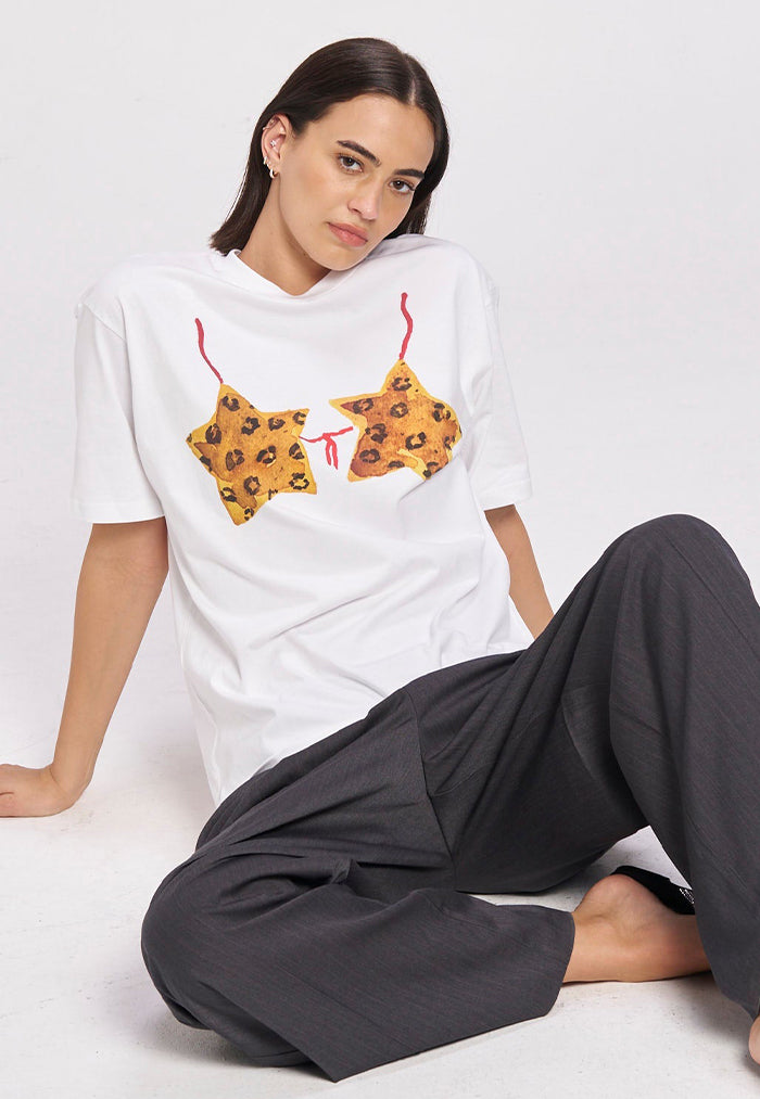 Maku the Label Leopard Starkini Oversize Tee - White