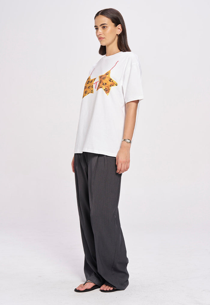 Maku the Label Leopard Starkini Oversize Tee - White