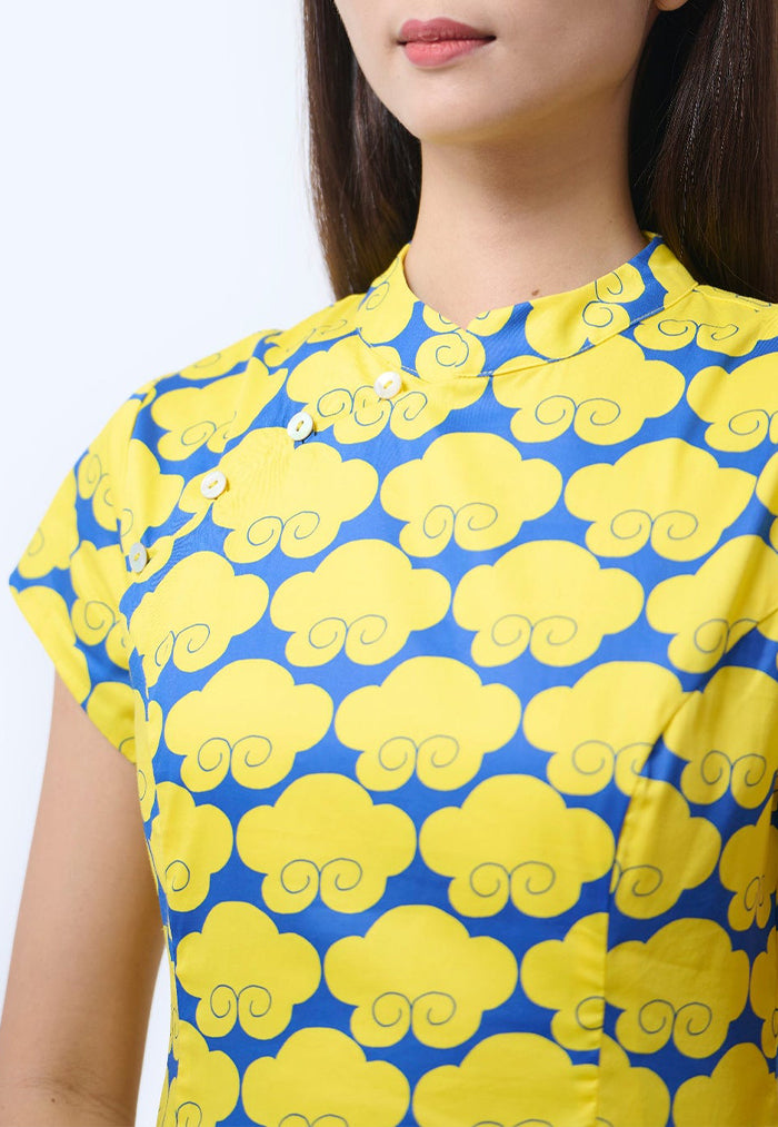 Nala Cheongsam Top - Cloud 9 Yellow