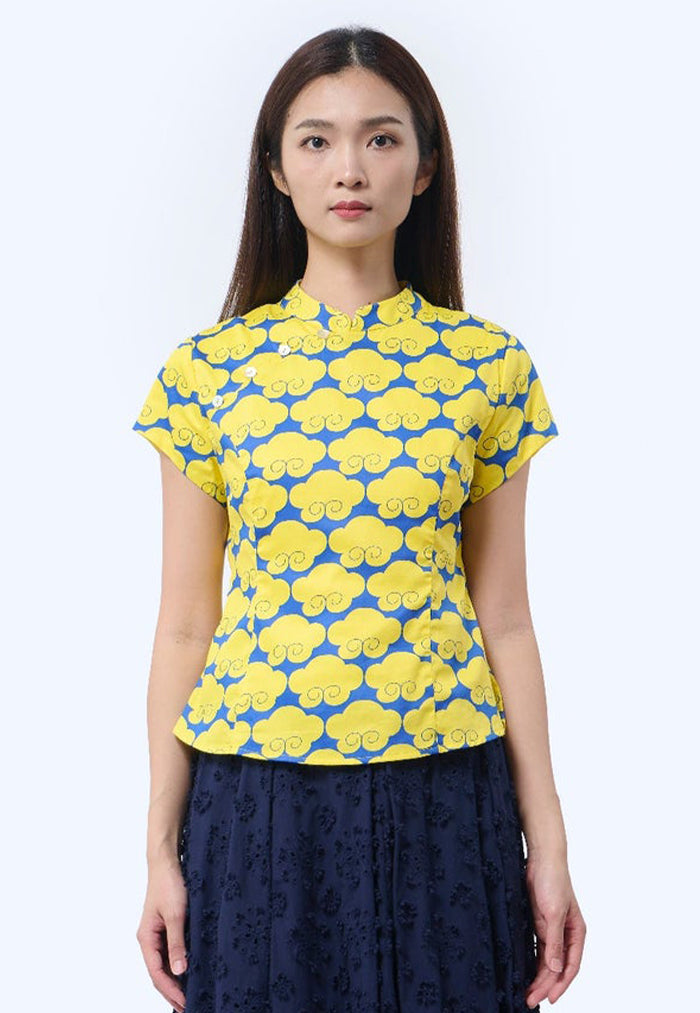 Nala Cheongsam Top - Cloud 9 Yellow