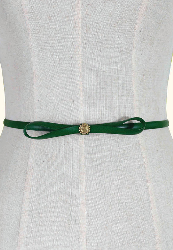 Nala Leather Bow Belt- Light Green