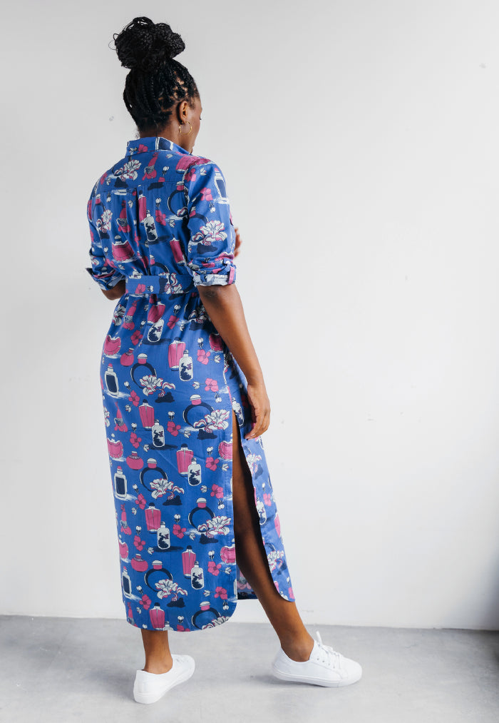 Nala Long Shirt Dress - Genie In A Bottle Lapis – theWYLDshop