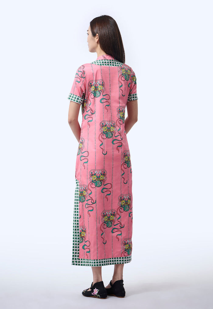 Nala Long Cheongsam - Ribbons Persimmon