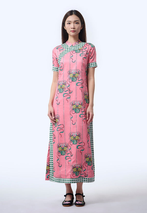 Nala Long Cheongsam - Ribbons Persimmon