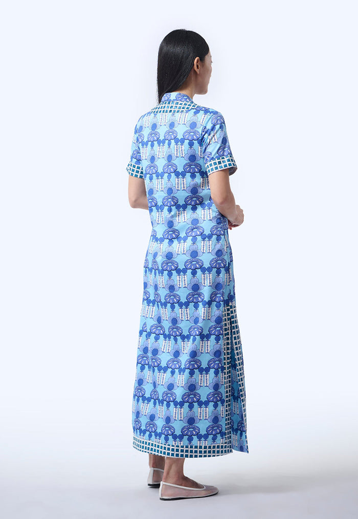 Nala Long Cheongsam - Crystal Blossom Blue