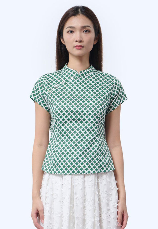 Nala Cheongsam Top - Love Lace Green