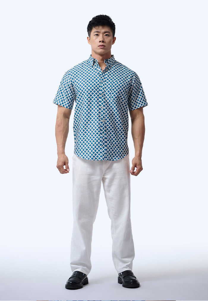 Nala Men's Short Sleeve Shirt - Love Lace Blue