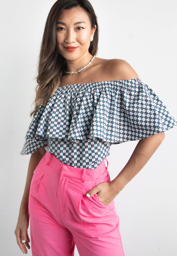 Nala Ruffle Top - Tempting Tiles Dragonfly