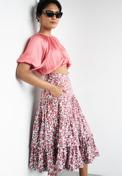 Nala Ruffle Shuffle Skirt - Petals Bitter Sweet