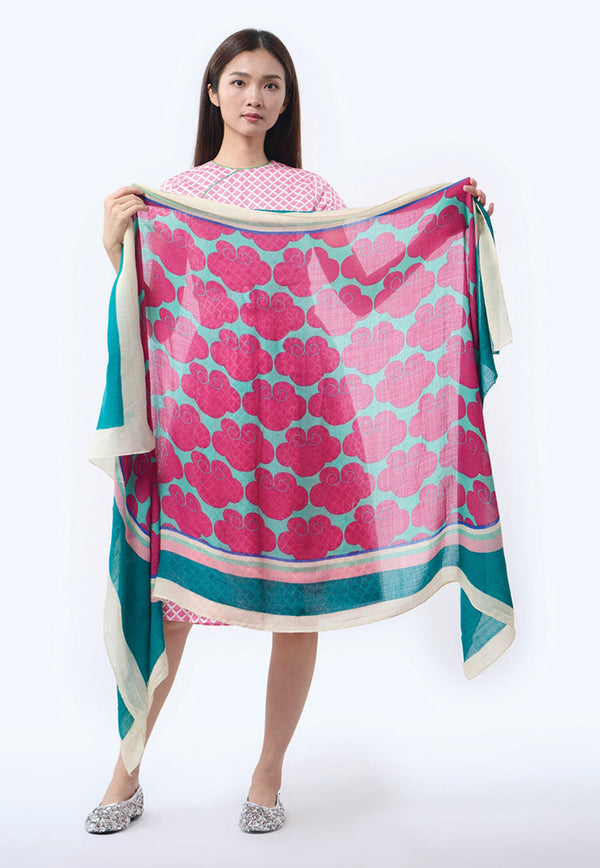 Nala Cloud 9 Wool Shawl - Pink & Green