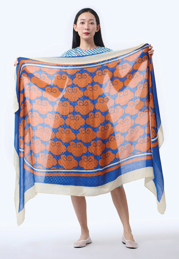 Nala Cloud 9 Wool Shawl - Blue & Orange