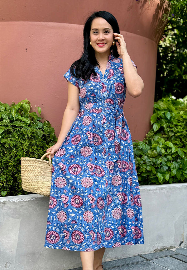 Vine and Branches Kiara Dress - Sunflower Blue