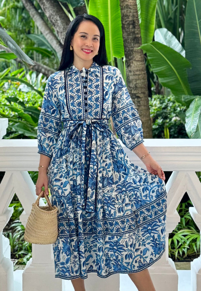 Vine and Branches Jayla Dress - Navy