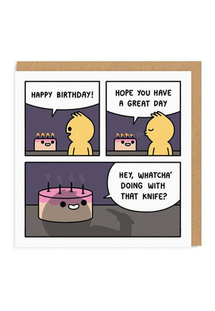 Ohh Deer Greeting Card - Whatcha Doing With That Knife?