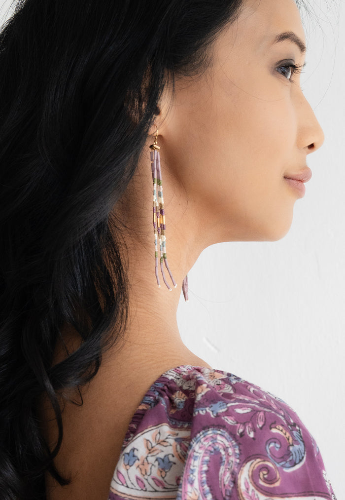 Pantala Cali 4 Strand Earrings - Purple