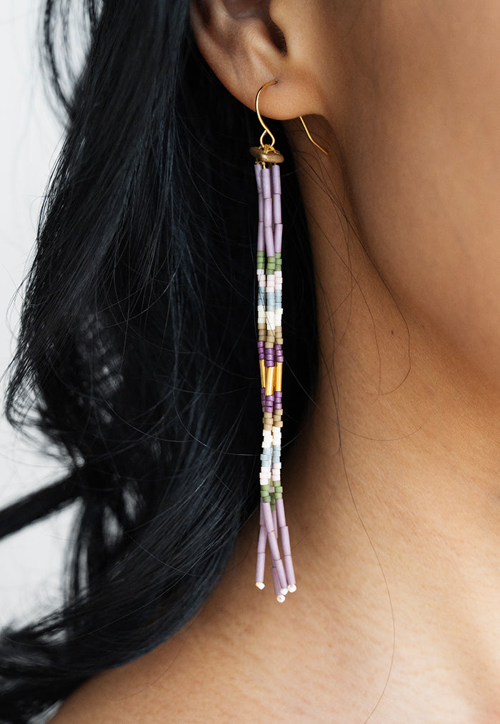 Pantala Cali 4 Strand Earrings - Purple
