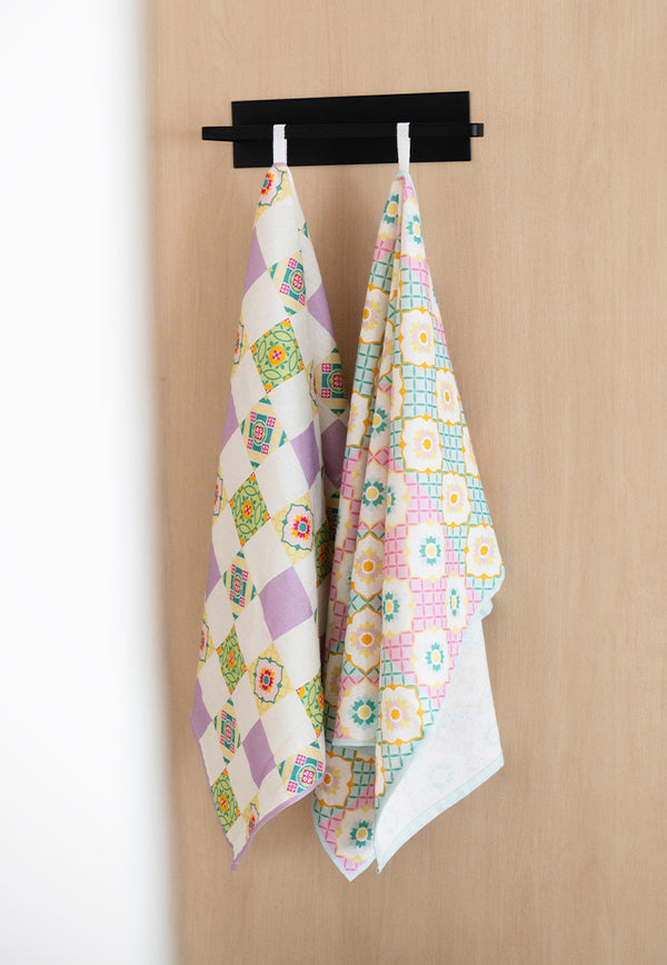 WYLD Tea Towel - Checkered Peranakan Tiles