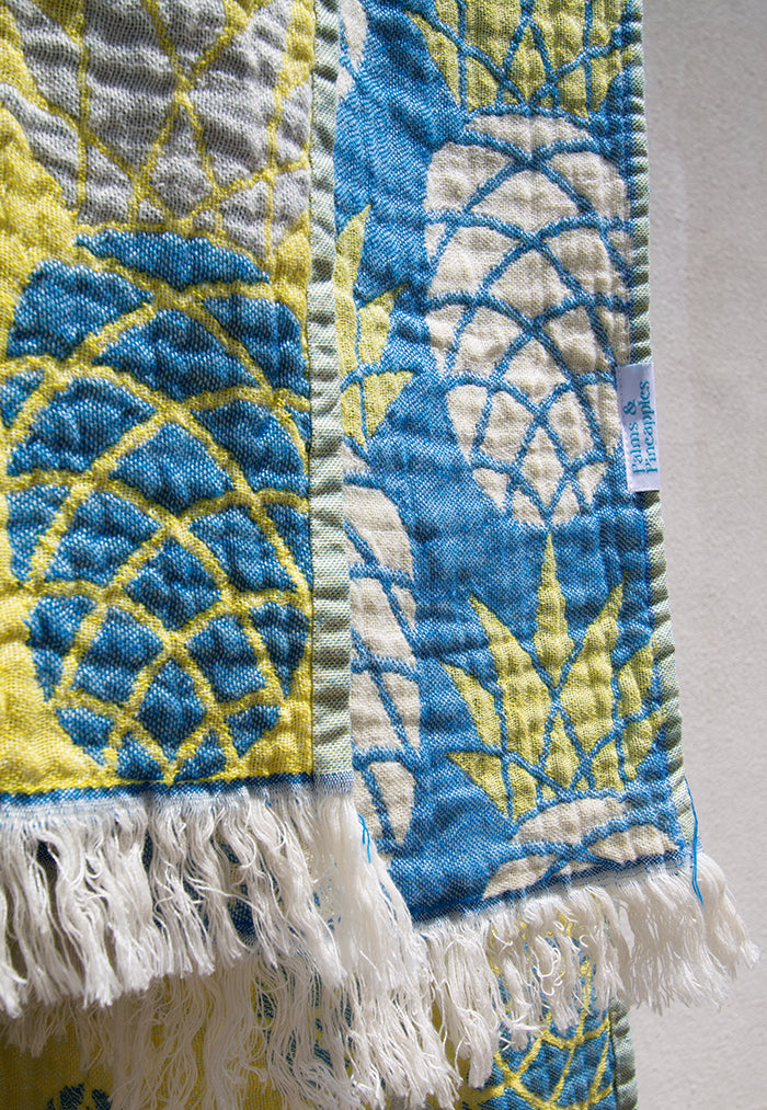 Palms & Pineapples Pineapple Turkish Towel - Yellow/Blue