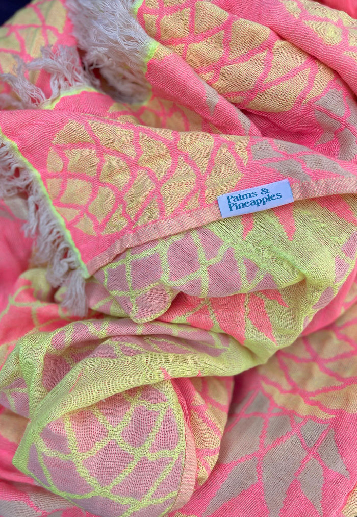 Palms & Pineapples Pineapple Turkish Towel - Yellow/Pink