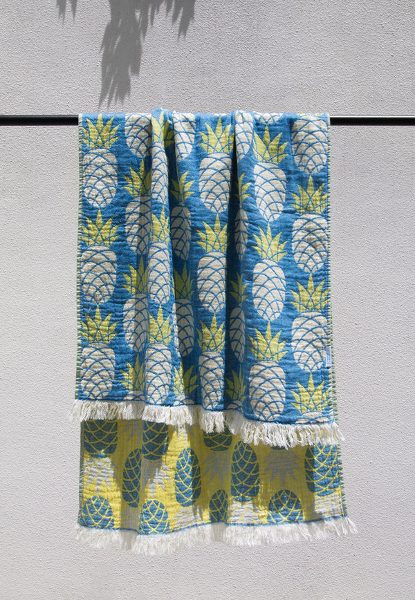 Palms & Pineapples Pineapple Turkish Towel - Yellow/Blue