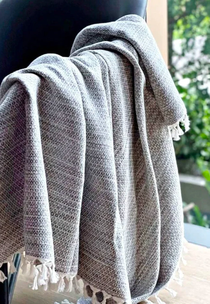 Poasia Kep Gray Handwoven Blanket