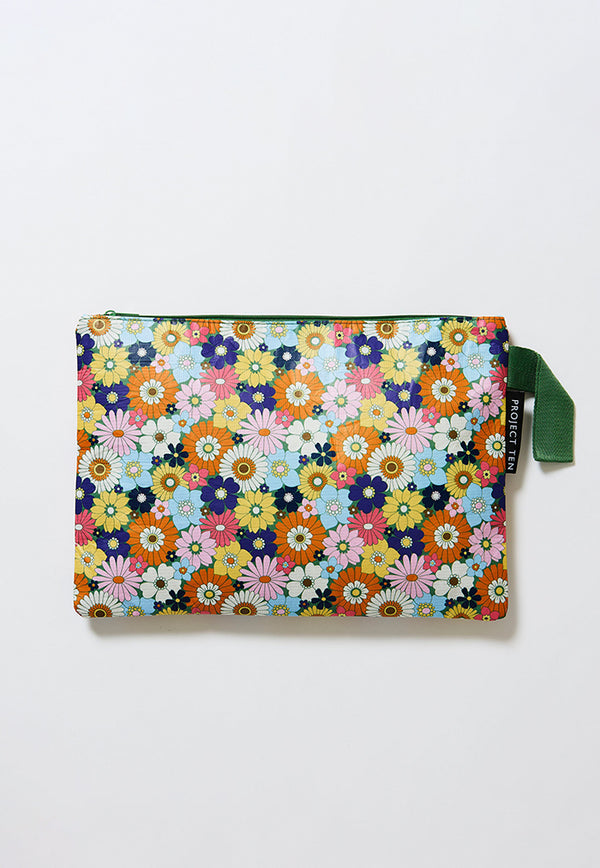 Project Ten Large Zip Pouch - Geo Floral