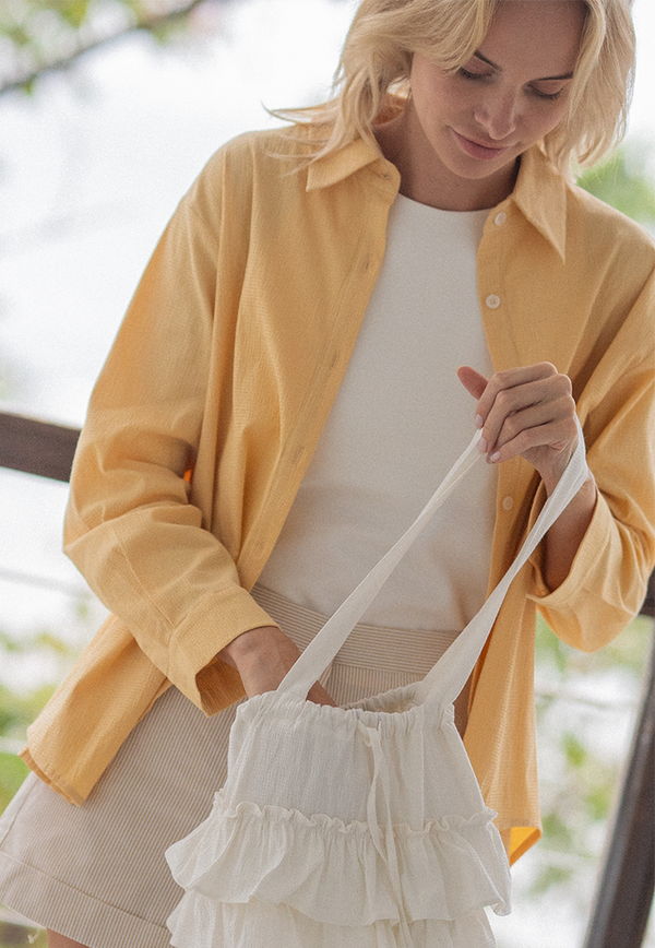 Rosylee Crinkled Cotton Shirt - Marigold