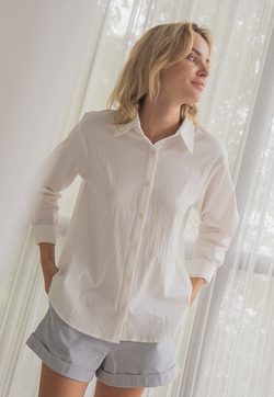 Rosylee Crinkled Cotton Shirt - White