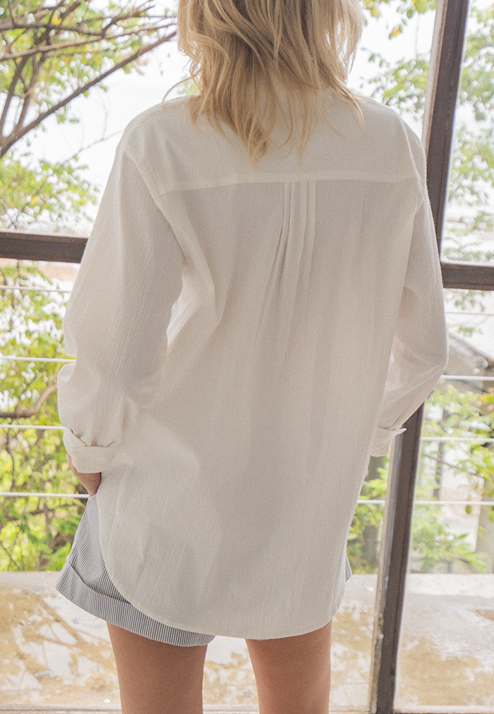 Rosylee Crinkled Cotton Shirt - White