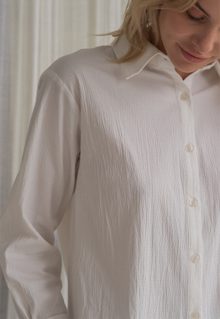 Rosylee Crinkled Cotton Shirt - White