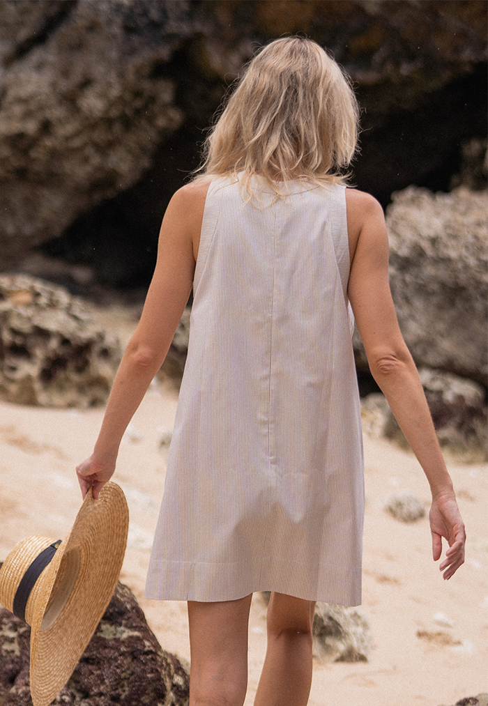 Rosylee Striped Trapeze Dress - Sand