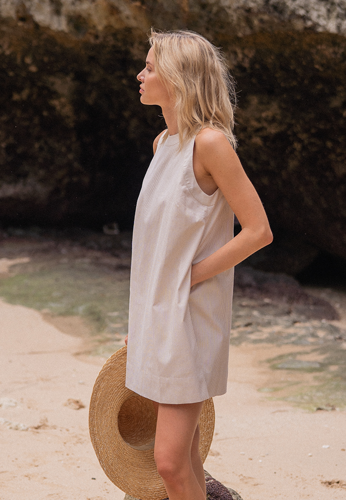 Rosylee Striped Trapeze Dress - Sand