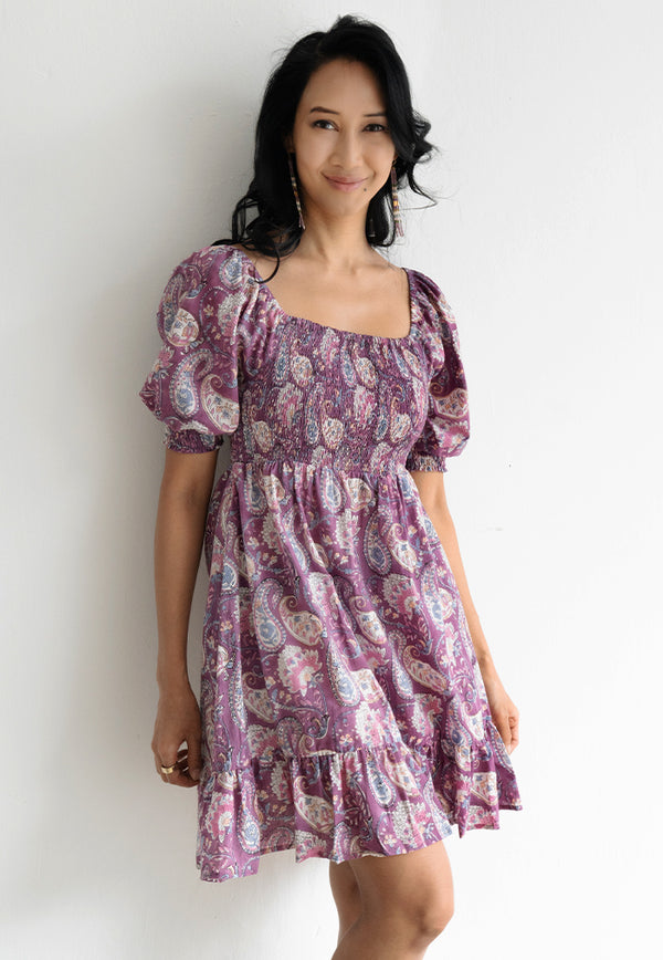 Vine and Branches Annie Dress - Lilies Purple