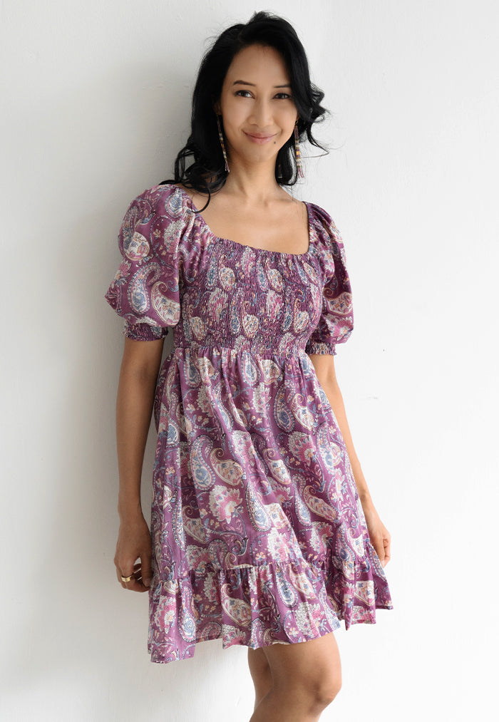 Vine and Branches Annie Dress - Lilies Purple