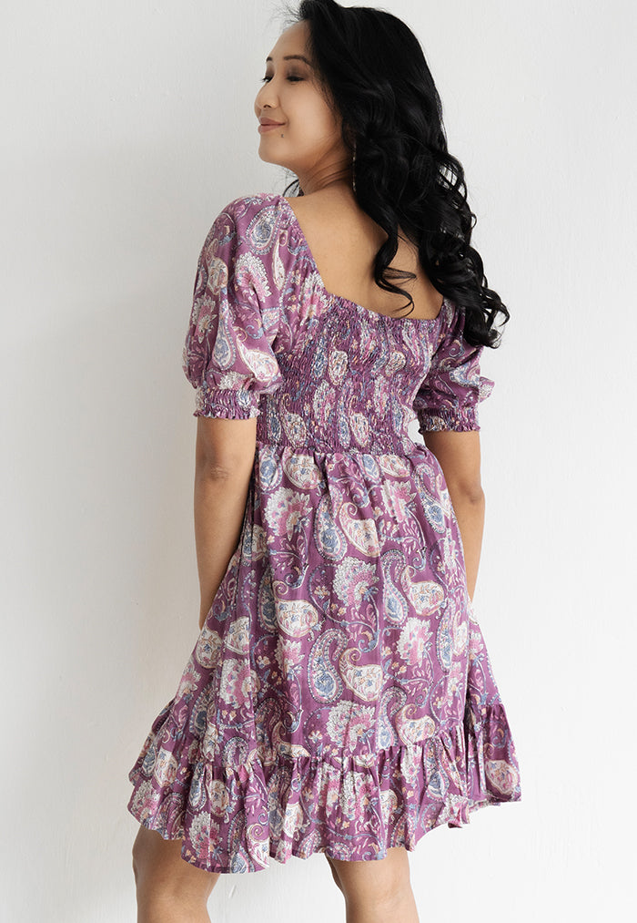 Vine and Branches Annie Dress - Lilies Purple