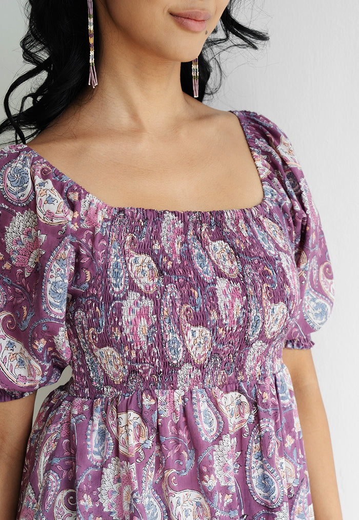 Vine and Branches Annie Dress - Lilies Purple