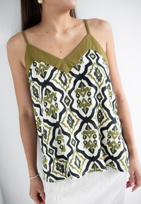 Vine and Branches Bea Duo Colour Camisole - Tribal Olive