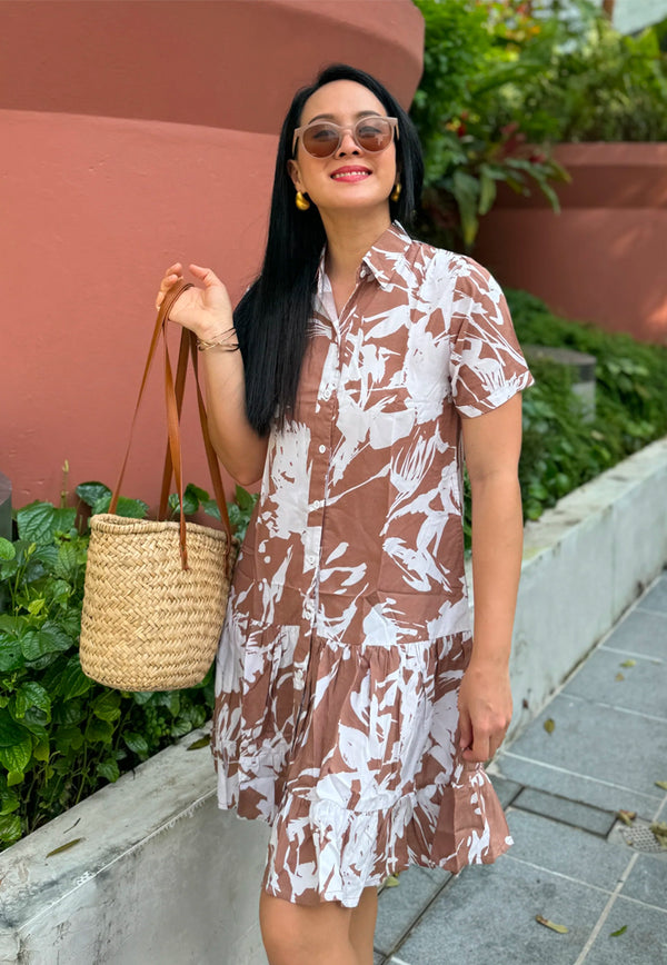 Vine and Branches Elise Dress - Latte Palm