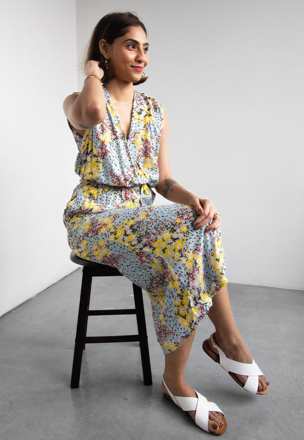 Vine and Branches Sofia Dress - Soft Blue Floral