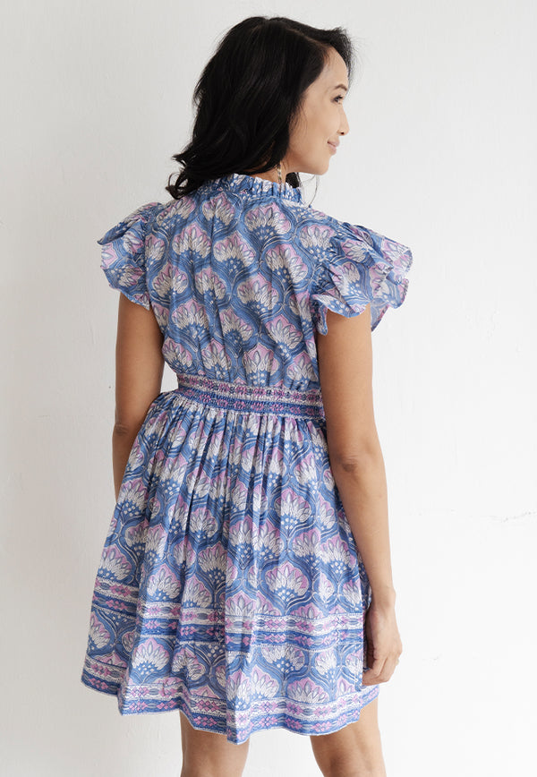 Vine and Branches Franny Dress - Peri Blue