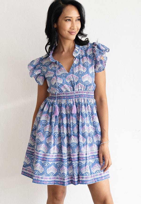 Vine and Branches Franny Dress - Peri Blue