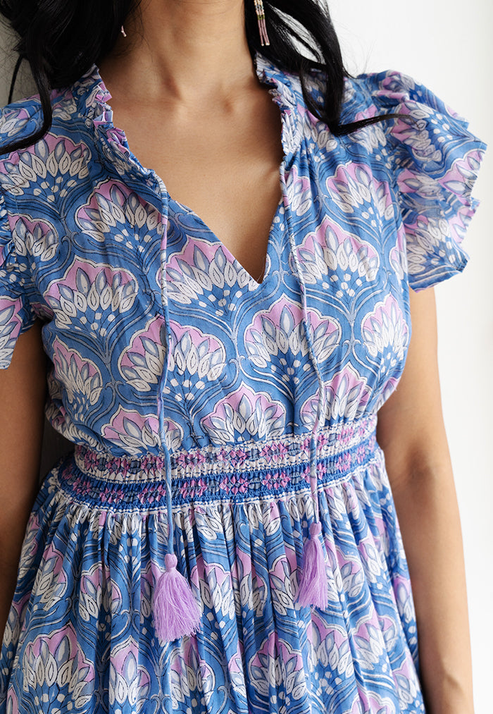 Vine and Branches Franny Dress - Peri Blue