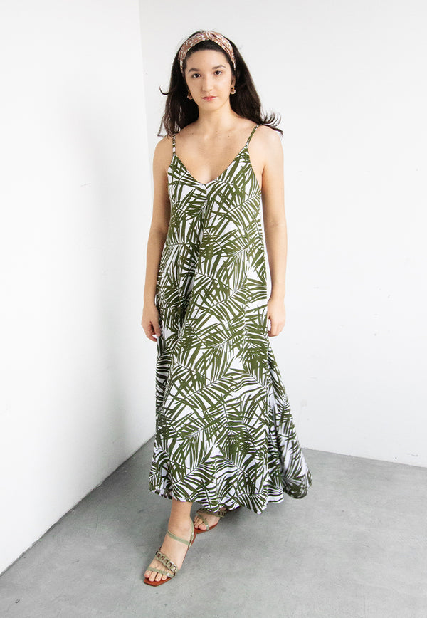 Vine and Branches Kathe Swing Dress - Olive Palm