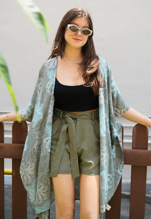 Vine and Branches Jens Outer Kimono - Jade Green