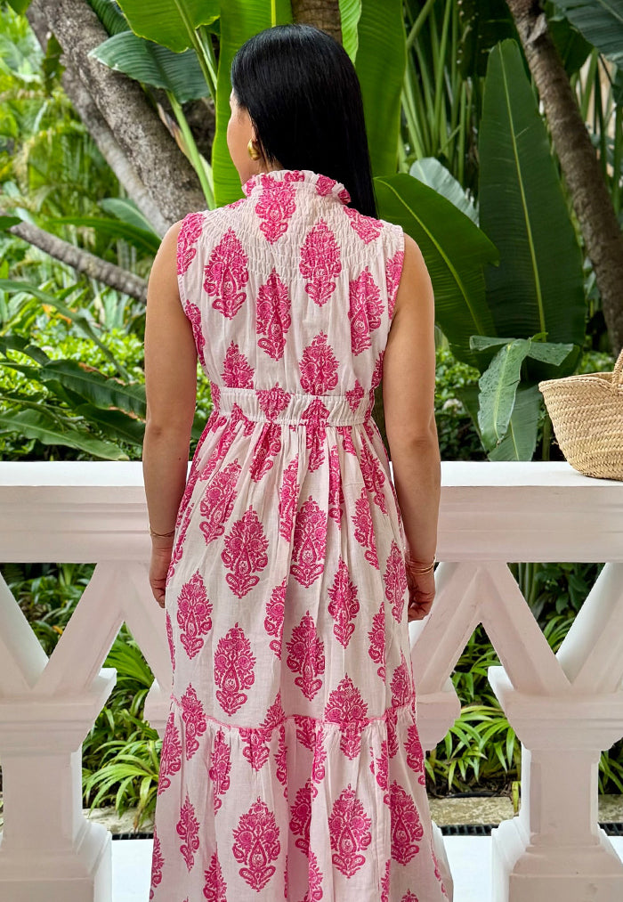 Vine and Branches Lana Dress - White Pink