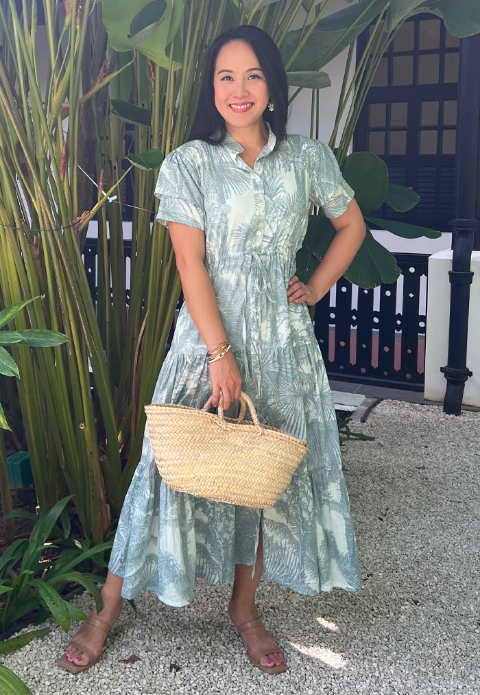 Vine and Branches Debra Dress - Grey Palm