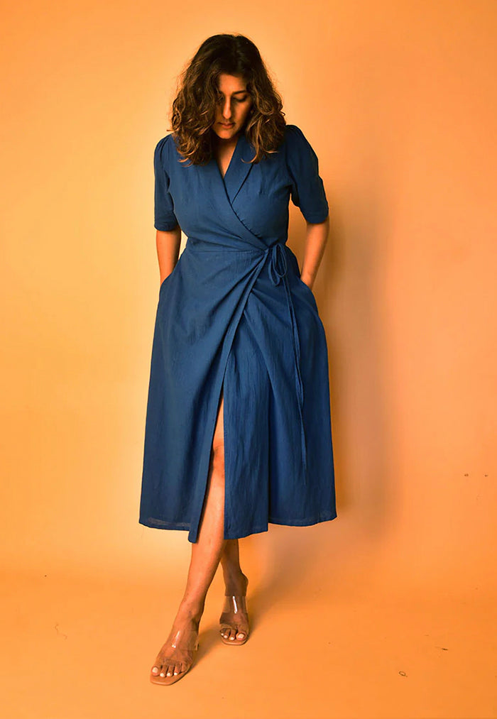 Why So Blue Aria Wrap Dress