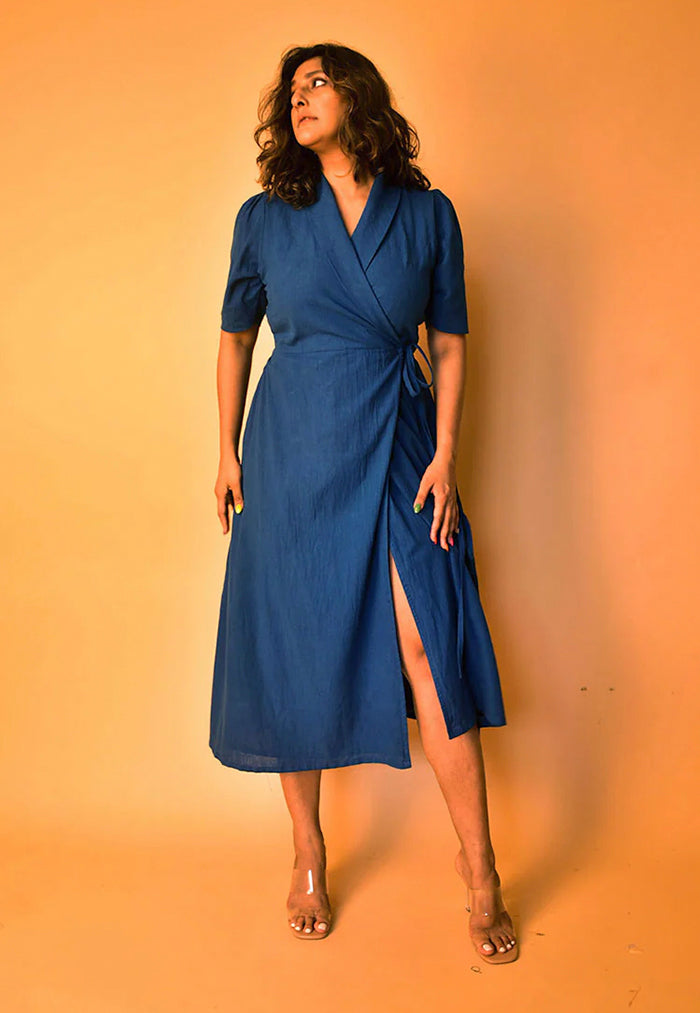 Why So Blue Aria Wrap Dress