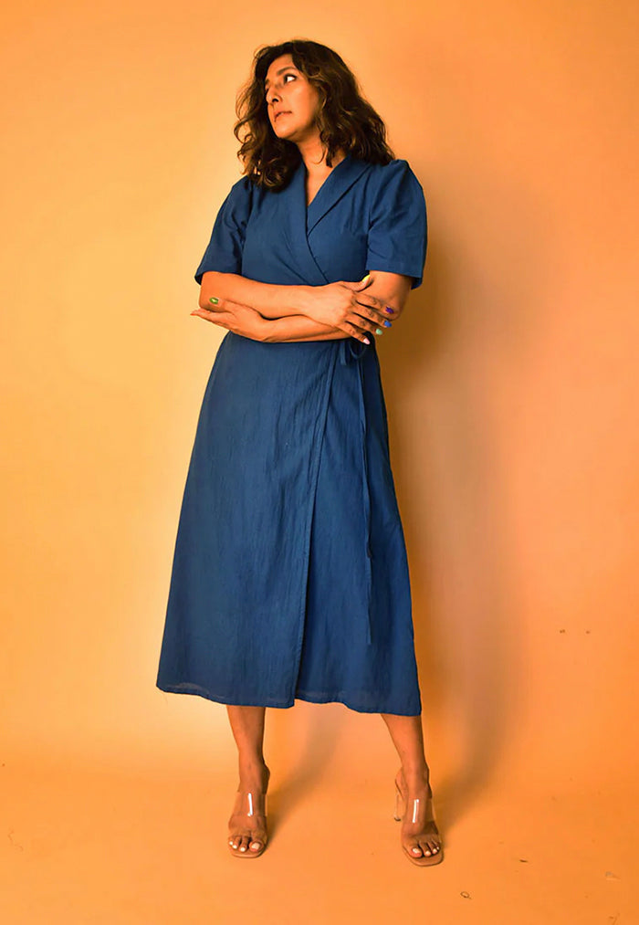 Why So Blue Aria Wrap Dress