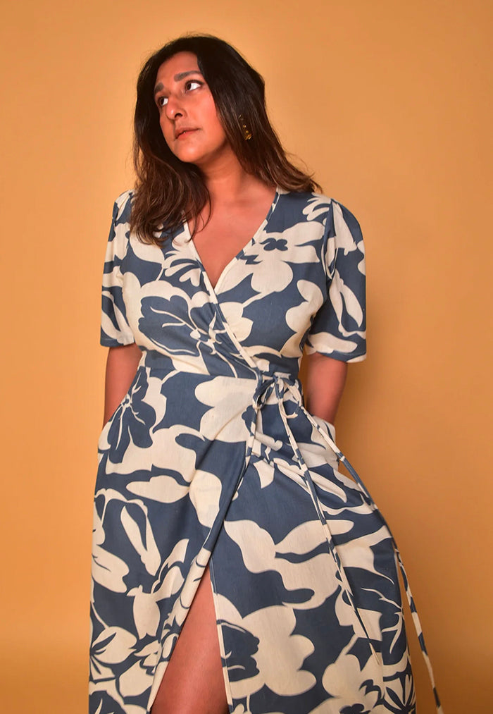 Why So Blue Kit Wrap Dress